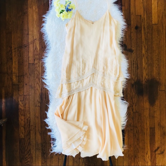 Oleg Cassini Dresses & Skirts - Vintage Cocktail Dress Beading Peach Drop Waist